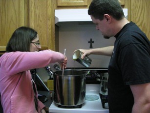 Alex & Dad making hard cider