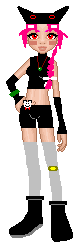 This one was done for a contest at Bubble Pixels. It was supposed to be based off of a image. They're still voting, so I don't know what I got yet. I'll add her link to the Loved Section soon. Not really good, but I tried my best and I had fun. I like the hair, but I was in a hurry to do it, so it's not as good as I wished it was. That's a bandade on her knee. My favorite part is the boots. I love them! They're the best I've ever done!