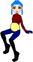 This one started off as my school colors, but then I just added colors I liked. My first hand-drawn dolls in month! I like the bow in her hair. You may not see it, but look closer. Her hair turned out good. She's pregnant, in case you're wondering.