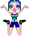 She was supposed to be a cheerleader, but I changed my mind and got Cami instead. She was wearing a tupe top until I thought here shoulders were bare. Her shoes are supposed to be boots, but they didn't end up that way. Yes, that's a tattoo on here belly button. It's weird. She was wearing short-shorts until I thought here legs were too bare, so I made the shorts longer. If you look closely, you will see she has one green eye and one blue eye. I wanted here to be different and again, the bangs turned out wonderful.