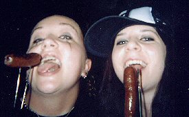 Me and Leslie.  We had roasted the hot dogs over the Avril bonfire.  Mwaha.
