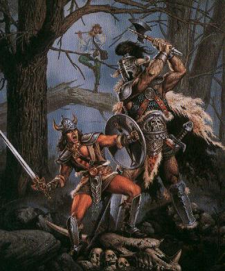 Caramon luchando