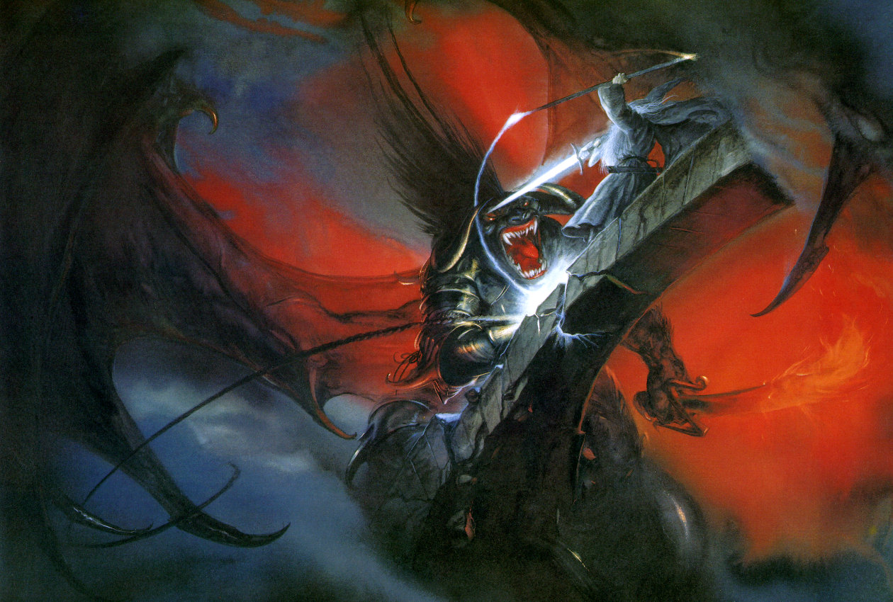 Gandalf luchando con el Balrog
