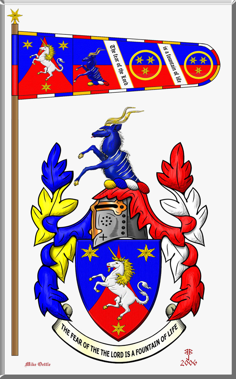 wapen en ruiteryvlag van Michael Eric Oettle