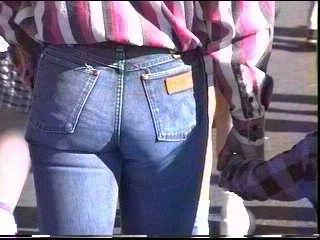 Incredibly beautiful skintight faded Wranglers!  These simply could not be any tighter!  Yeow!