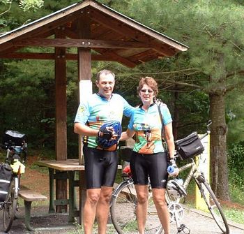 At the rest area next to the falls