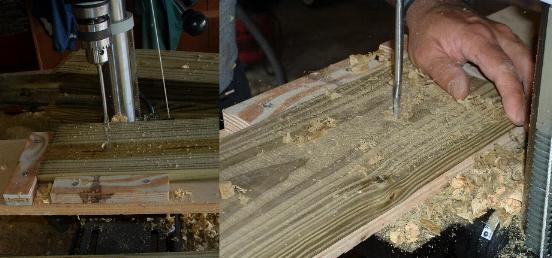 This is the drill press setup for the center hole to neck the two picket pieces.