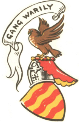 Drummond�s crest, helmet and shield with motto