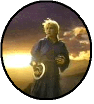 Gabrielle with chakram and Xena's ashes