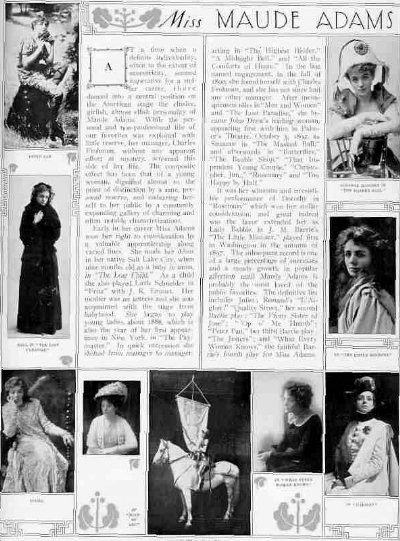 Maude Adams newsprint article with photos