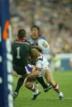click 2 enlarge ....... Crocker lays a big hit on the Warriors last line of defence fullback Ivan Cleary in mid air 