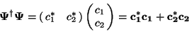 \begin{displaymath}\bf\Psi^\dagger \bf\Psi =\left(\matrix{ c_1^*& c_2^*}\right)\left(\matrix{ c_1\cr c_2 \cr}\right)= c_1^*c_1+ c_2^*c_2\end{displaymath}