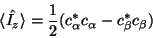 \begin{displaymath}\langle\hat{I_z}\rangle =\frac{1}{2}(c_\alpha^*c_\alpha - c_\beta^*c_\beta )\end{displaymath}
