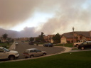 Another view of the hood on fire