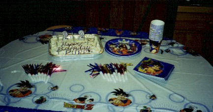 Purps table, can you tell he likes Dragon Ball Z.