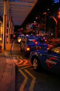 Taxis queuing outside Raffles City
