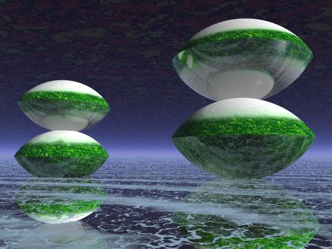 Two Things in Water with a Dark Sky