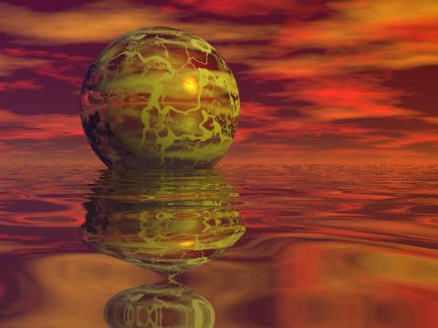 Sphere On Water with Reflection