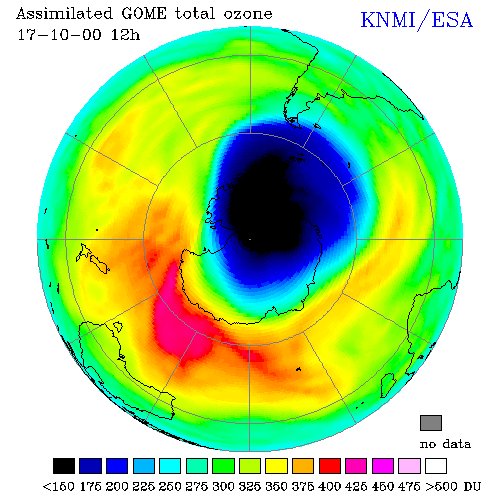 Hole in the ozone layer, taken from www.leos.le.ac.uk/home/ images/ozone.jpg
