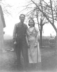 Margaret Mae Sigsbee (My Mother) with her father, Charles Heber/Albert Sigsbee, on the family farm in either IN or IL.&nbsp; (Photo taken prob. 1937.)