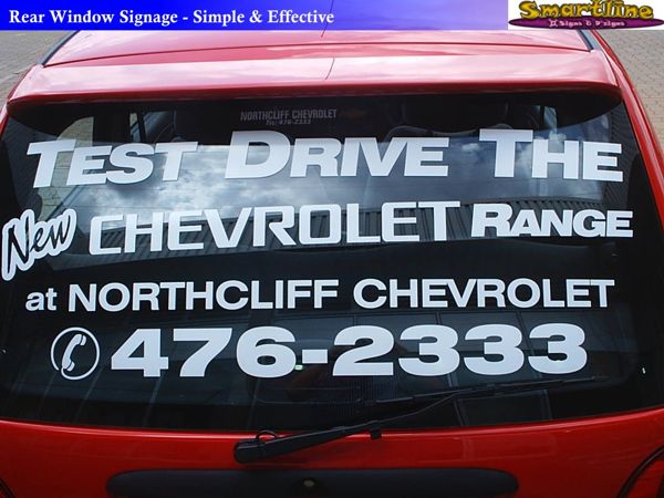 Picture of rear window sticker signage