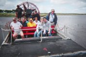 Group shot!  The driver got out of the boat and stepped into the swamp to take this shot!