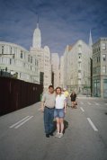 Our Florida home away from home! We're in front of a NYC backdrop.