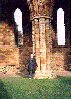 Arms open, goofy grin--It's all at Whitby