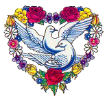 doves in flower heart