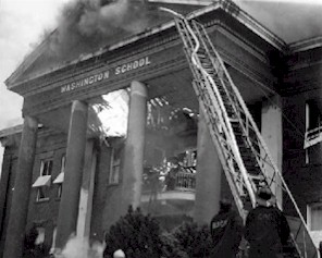Washington Elementary School (as it burned)