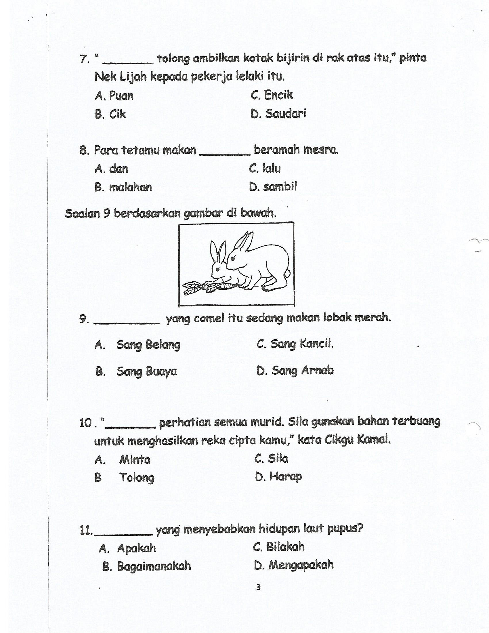 Penulisan Soalan Bahasa Melayu Tahun 3 - suxsca