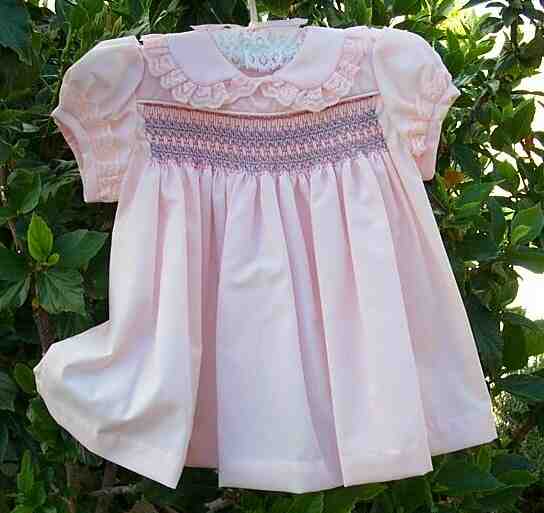 Smocked, newborn baby dress