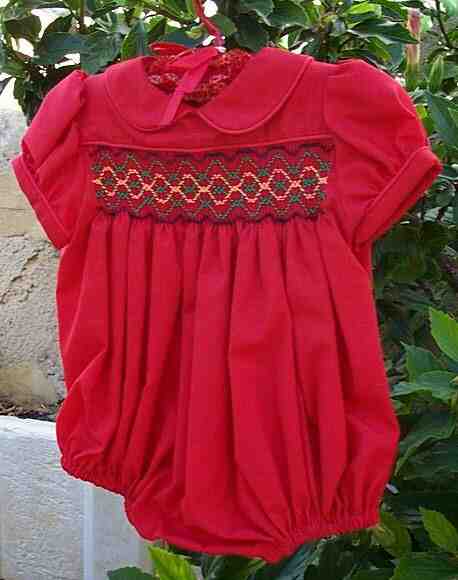 Smocked red rompers