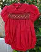 Fire engine red smocked rompers