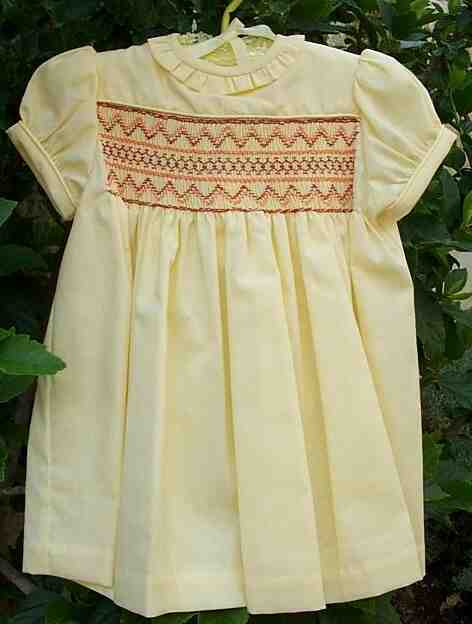Smocked dress in Australian 'Outback' colours