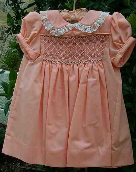Peach, smocked dress