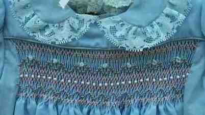 modern smocked, embroidered, beaded dress