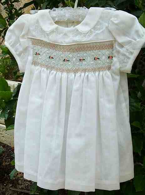 Smocked, embroidered, beaded dress