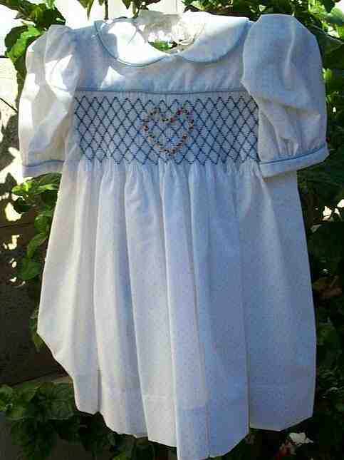 Smocked, embroidered, beaded dress