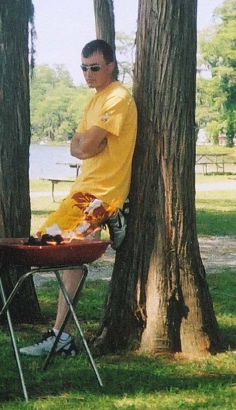 Kevin watching the grill