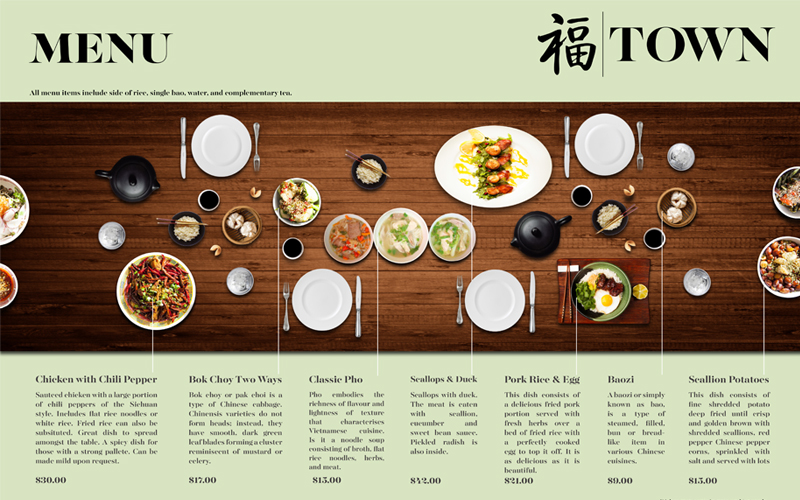TOWN Menu Design