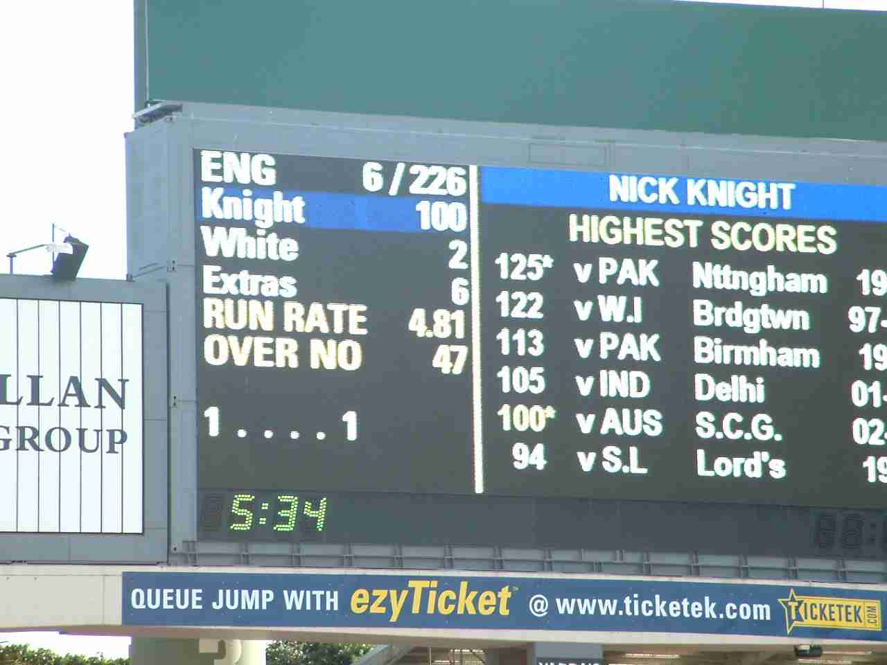 nick knight 100 scoreboard