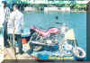 a bike on a motoboat ferry