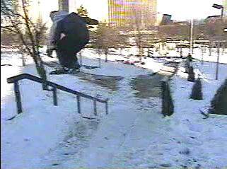 nolan doing a 50-50 on an 11 stair rail in downtown albany