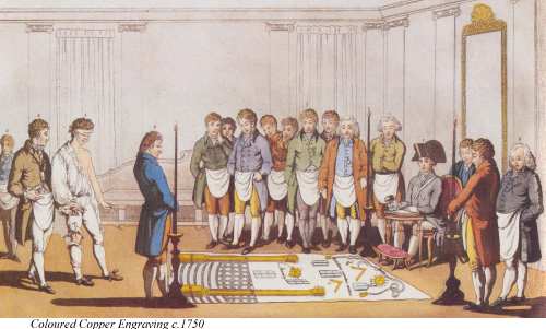 Gravura de 1750 representando reuni�o ma��nica