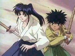 Kaoru and Yahiko in a fight.