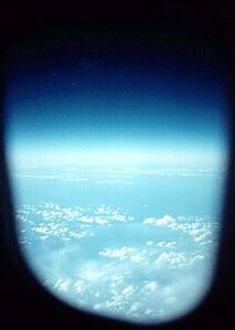 On the edge of space :view from the Concorde's window at its maximum height. Note black expanse above.