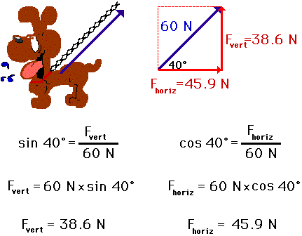 dog and components of force diagram
