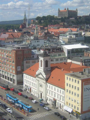 The view from our room in the Kyjev. Sorry about the birdshit over the Cathedral.