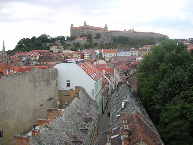 Bastova ulica and the Castle from the top of Michalska brana